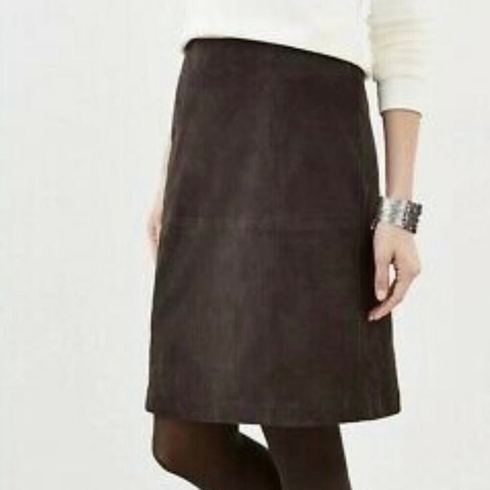 J. Jill SIZE 4 Brown Autumn Faux Suede Minimalist Pencil Mini A-Line Skirt NWT - Picture 4 of 12